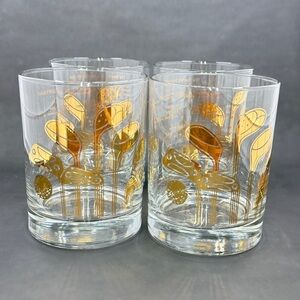 Vtg MCM Golf Rocks Glasses Lowball Whiskey Set(4) “Worlds 8 Toughest Golf Holes”